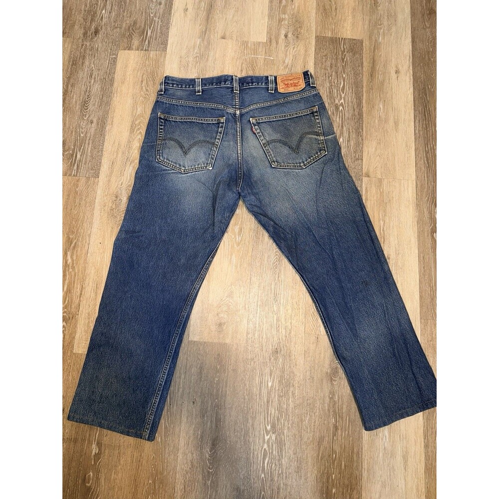 Levi's 505 Men's Blue Medium Wash Straight Regular Fit Cotton Jeans 38x34 SKU-32 - Picture 3 of 6